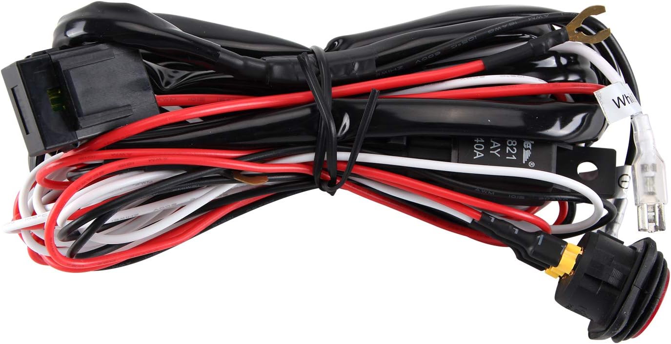 LED Light Bar Wiring Harness with 2 Leads, 12V 40A Relay Fuse ON Off Switch for LED Off Road Lights Driving Fog Lights