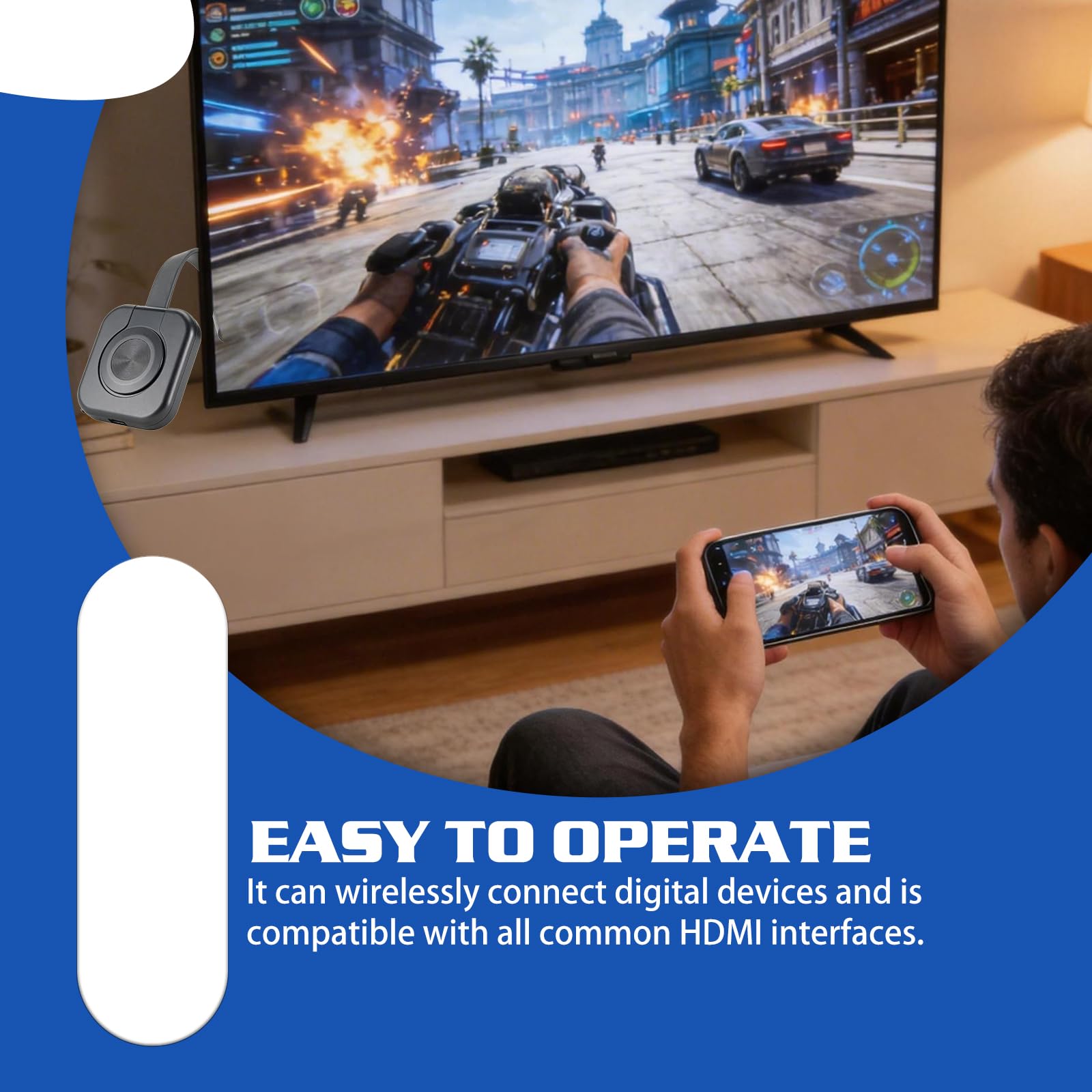 Adattatore Wireless HDMI 4K HD, Display Adattatore con Screen Mirror per Miracast/DLNA/AirPlay, HDMI Dongle compatibile con Android, OS, Windows, TV, proiettore, laptop, smartphone, tablet monitor