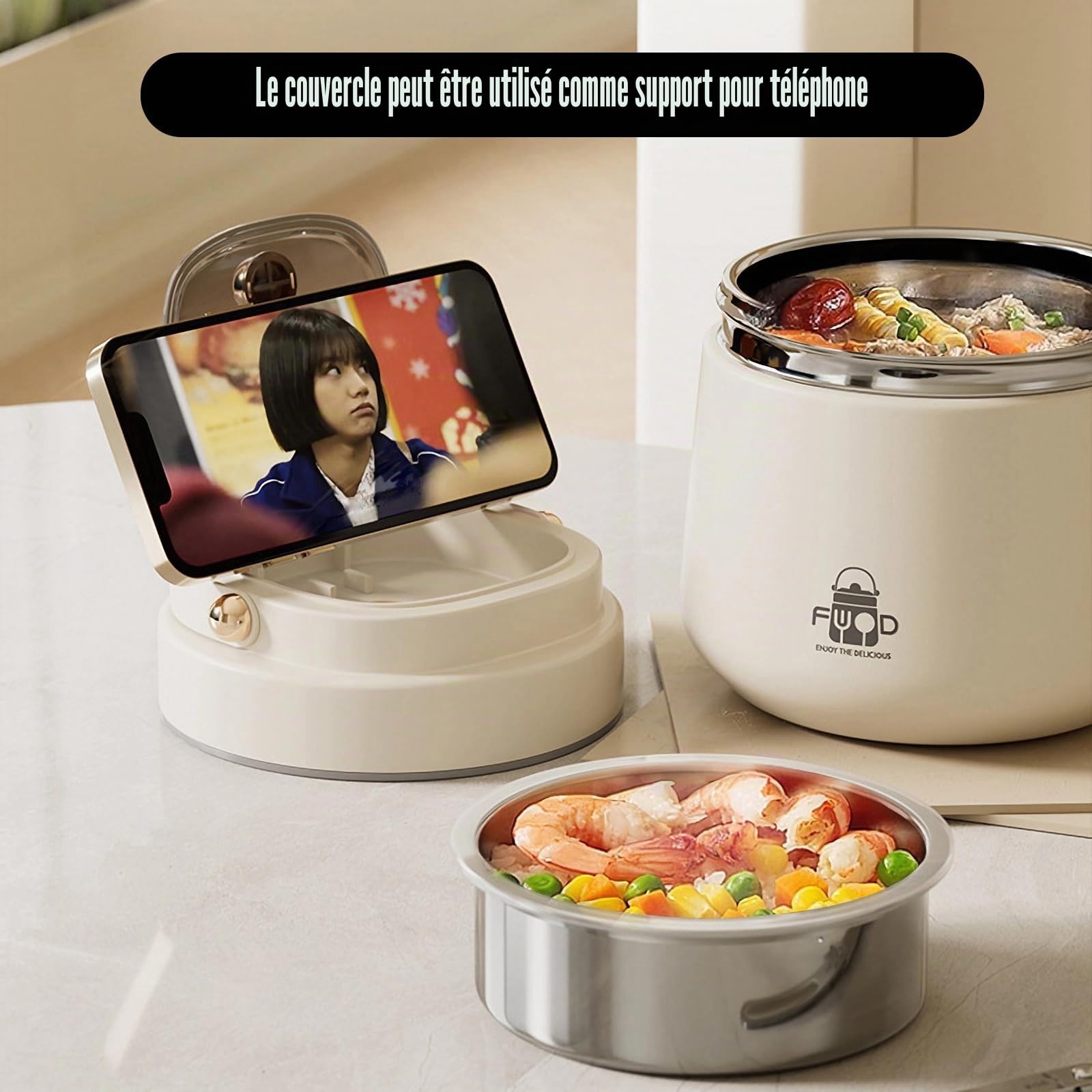 LANMOU Boîte Alimentaire Isotherme 1200ml avec Sac à Lunch, Lunch box en Acier Inoxydable, Sans bpa, Thermos Alimentaire 12h Froid & 6h Chaud, Thermo Isolant Contenant avec Cuillère