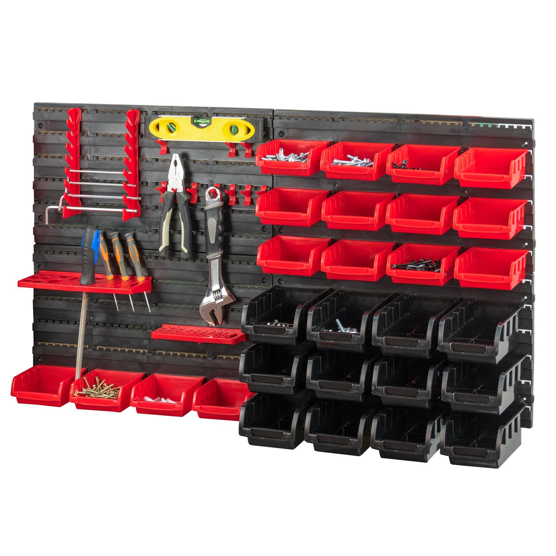 Kct Multicoloured 46 Pcs Wall Mount Tool Rack Organiser Garage Diy Bin Storage Panel Shelves