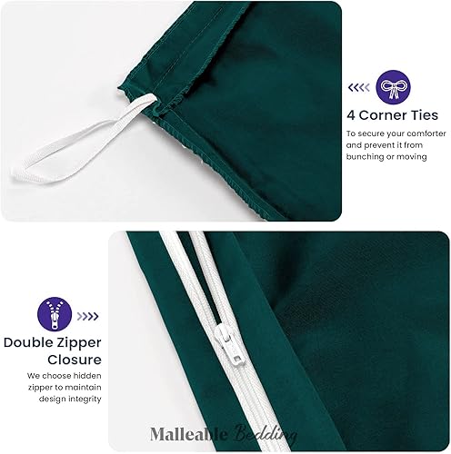 Miniatura 6 de Malleable Bedding Juego de fundas de edredón tamaño Super King Plus (120 x 120), 100% algodón egipcio, 1000 hilos, ultra suave y transpirable, juego