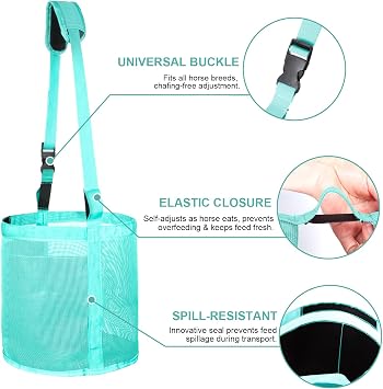 Heavy Duty Durable Waterproof Horse Feed Bag with Adjustable Strap