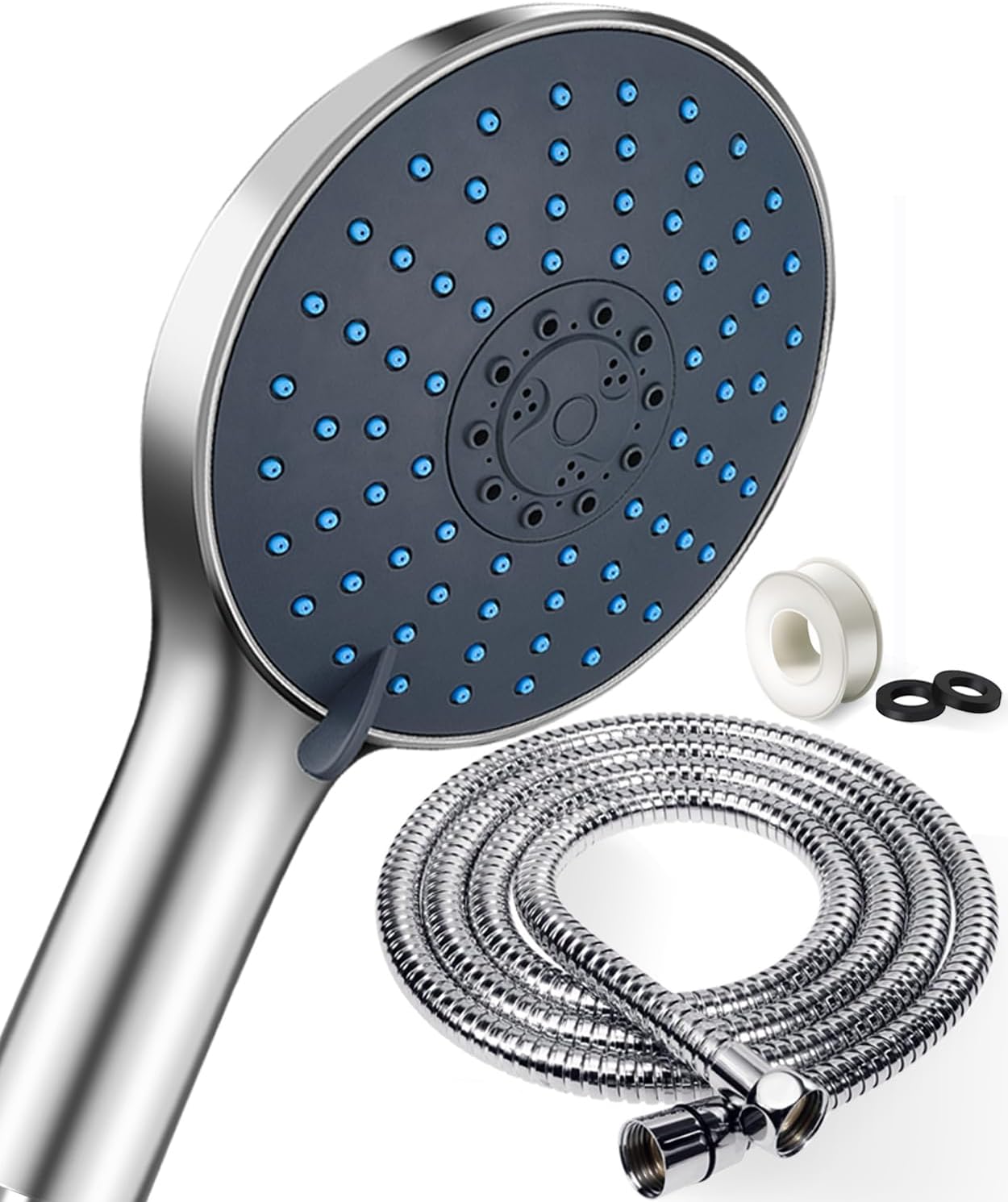 NEUFLY Shower Head, Large Shower Head with Stainless Steel Hose, Water-Saving, Pressure Increasing Shower Head, Chrome Universal Shower Head,