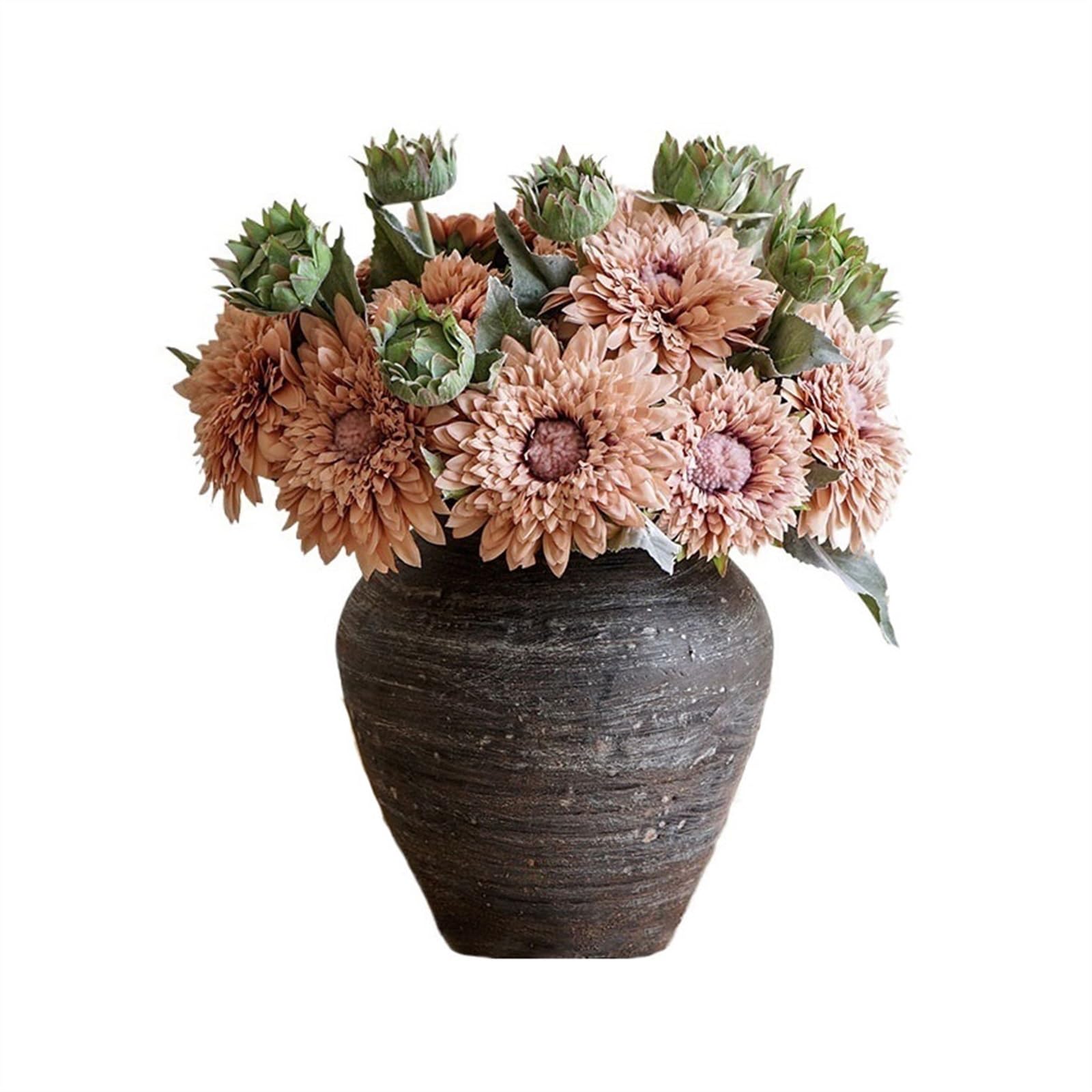 Z4T8M2K6G5 Artificial floral arrangement Sunflower Artificial Flower Bouquet Living Room Table Fake Arrangement Decoration Silk(Orange)