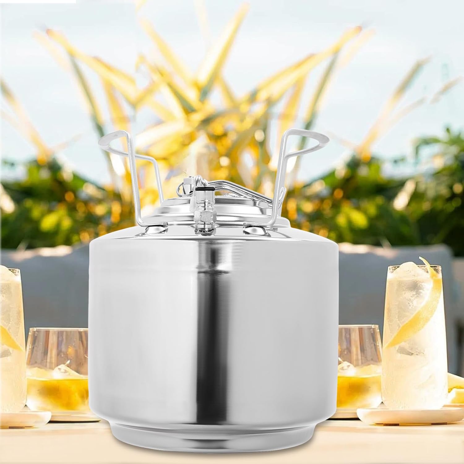 6L Stainless Steel Fermentation Bucket with Handle Mini Ball Lock Keg Home Beer Brewing Keg Wine Fermenter Bucket Storage Container Can for Brewing Beer/Storing Alcohol Beverage Silver (6L)
