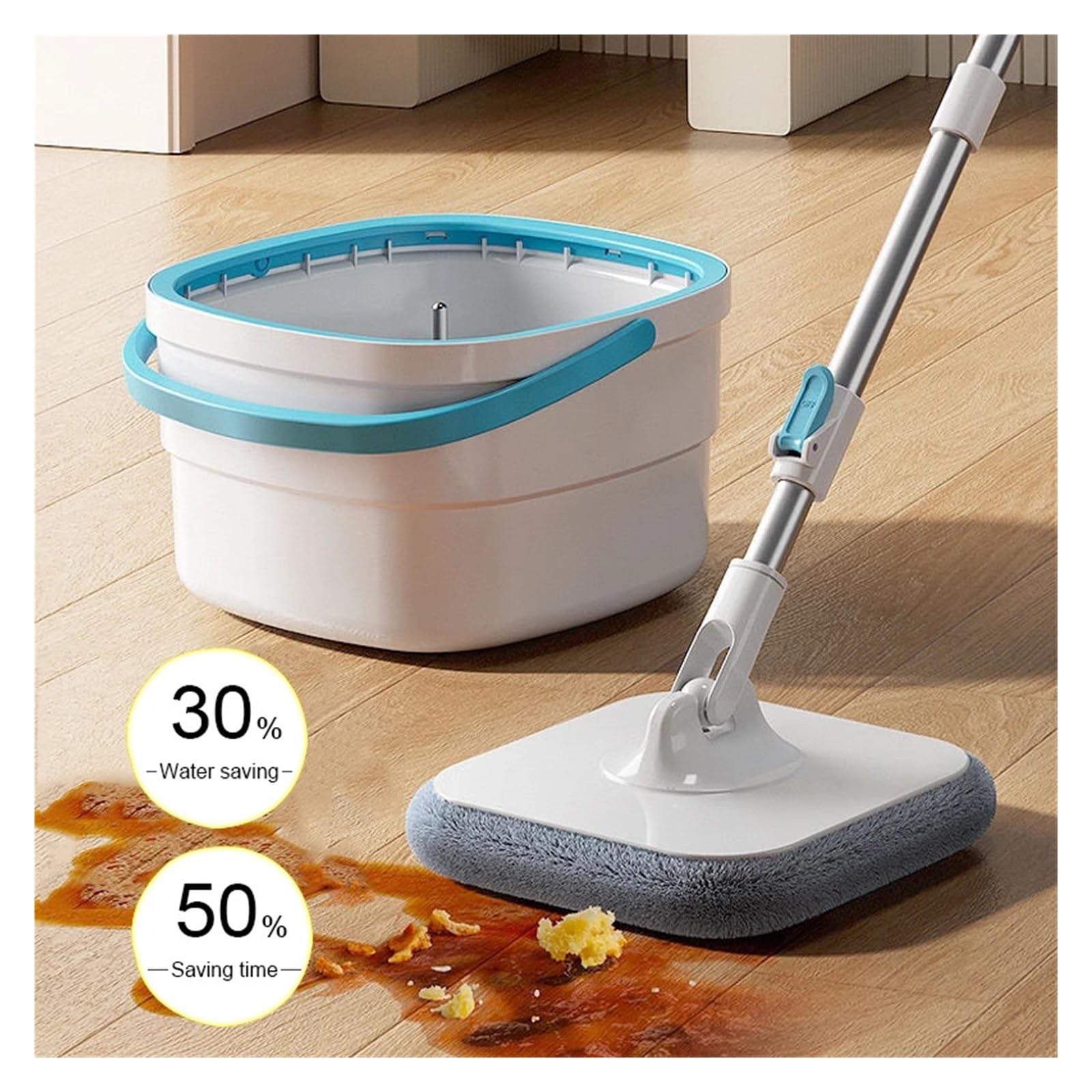 Fregonas Herramientas de limpieza de pisos Fregona fácil de drenar Fregona de presión Limpieza del hogar Giro de 360° Fregona de piso for el hogar Escobas de limpieza Utensilios for el hogar(Bucket-mo