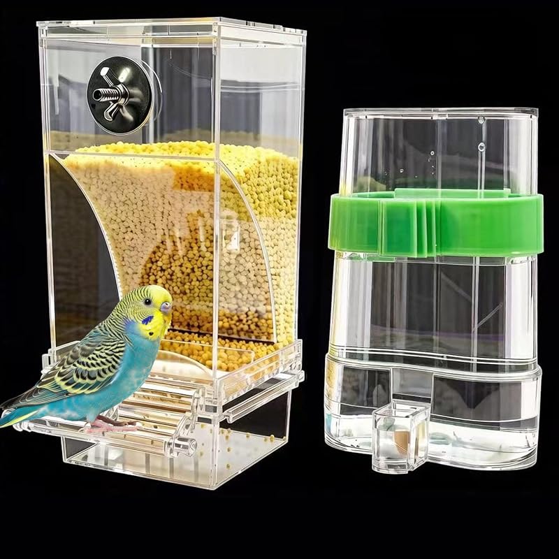 Comedouro e Bebedouro Automáticos para Aves com Design Antidesperdício chuyouan, 500 g e 200 mL