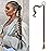 SEIKEA Long DIY Braided Ponytail Extension with Hair Tie Straight Wrap Around Hair Extensions Ponytail Natural Soft Synthetic Hairpiece Chocolate Brown with Blonde 20 Inch (After Braided 16 Inch)