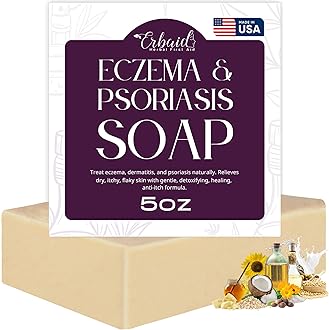 Eczema Soap Bar for Face and Body – All Natural Dermatitis, Psoriasis Treatment for Dry Itchy Sensitive Skin Relief – Gentle Detoxifying, Healing, Anti-Itch, Oatmeal Goat Milk Wash for Kids, & Adults