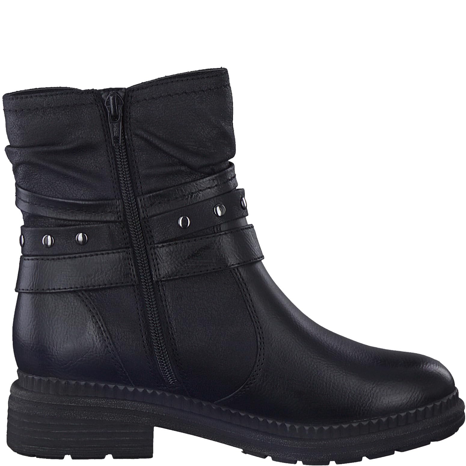 Jana Women’s Ankle Boots Flat Faux Leather with Buckle Wide H Extra Width, Black, 3,5 UK