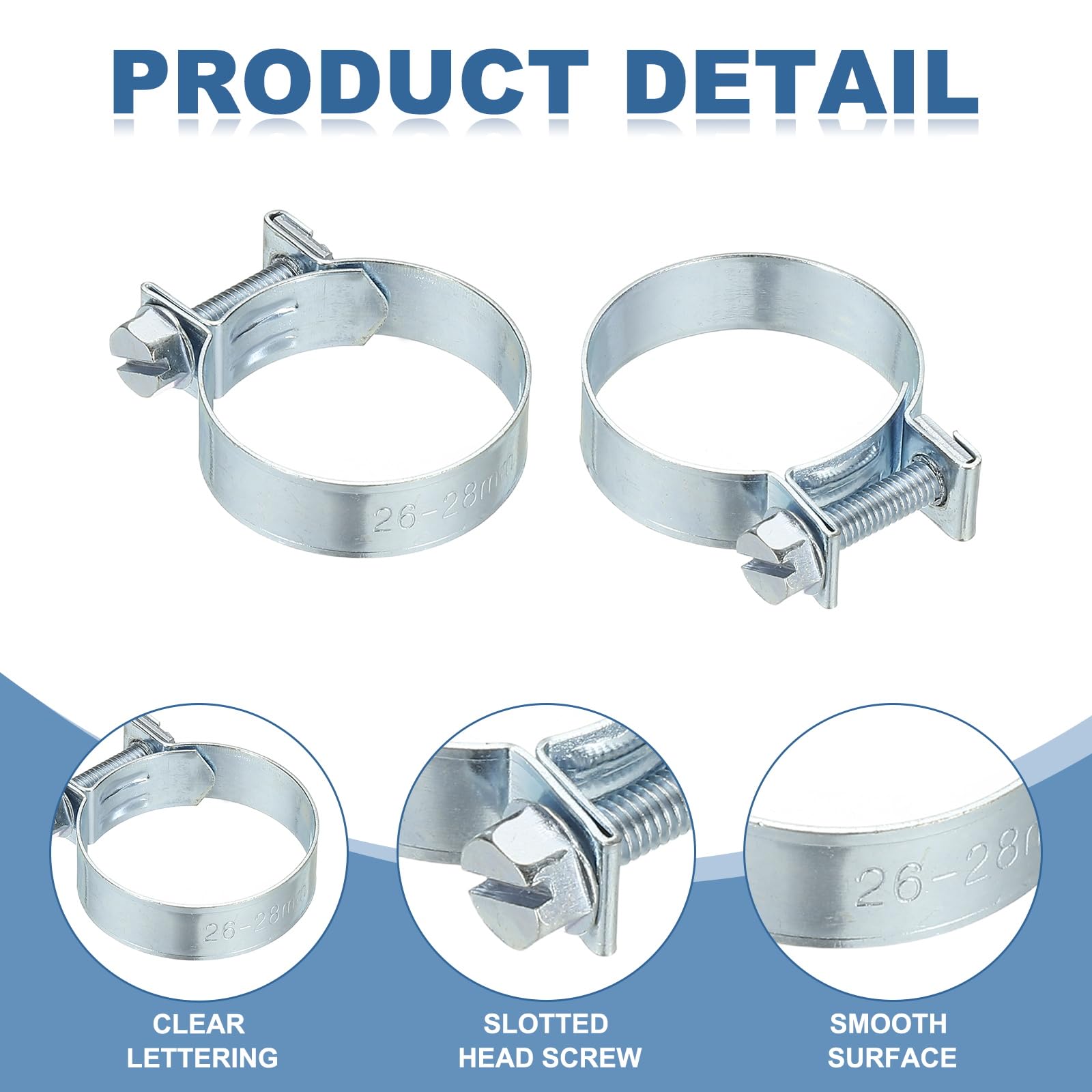 PATIKIL 10 Pcs 22-24mm Mini Fuel Injection Hose Clamps Zinc Plated Adjustable Clamp - Image 4