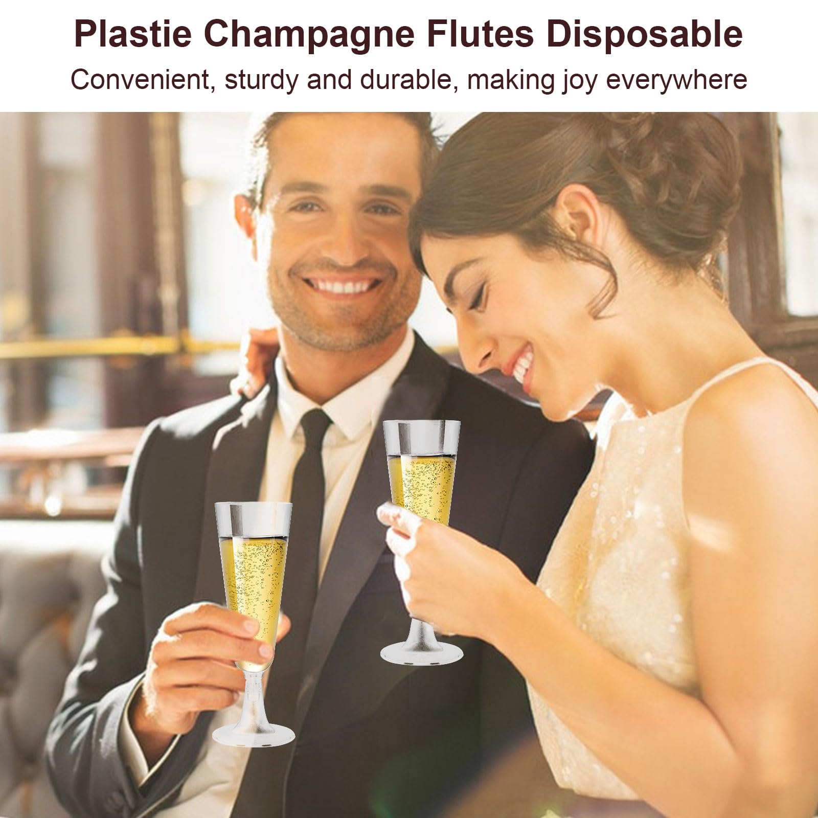 60 bicchieri da spumante, trasparenti, riutilizzabili, 150 ml, per cocktail, matrimoni, feste, cene
