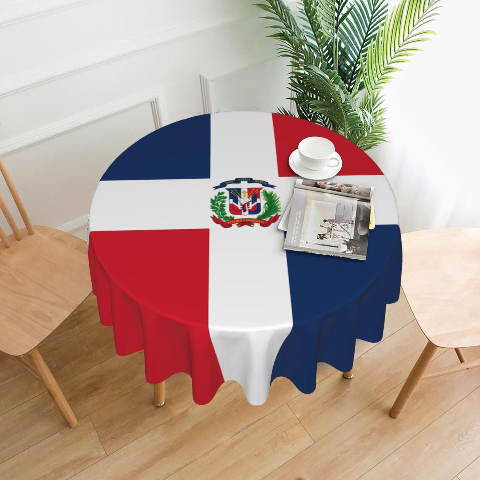 ZHAOUR Dominican Republic Print Round Washable Tablecloth – Table Cover