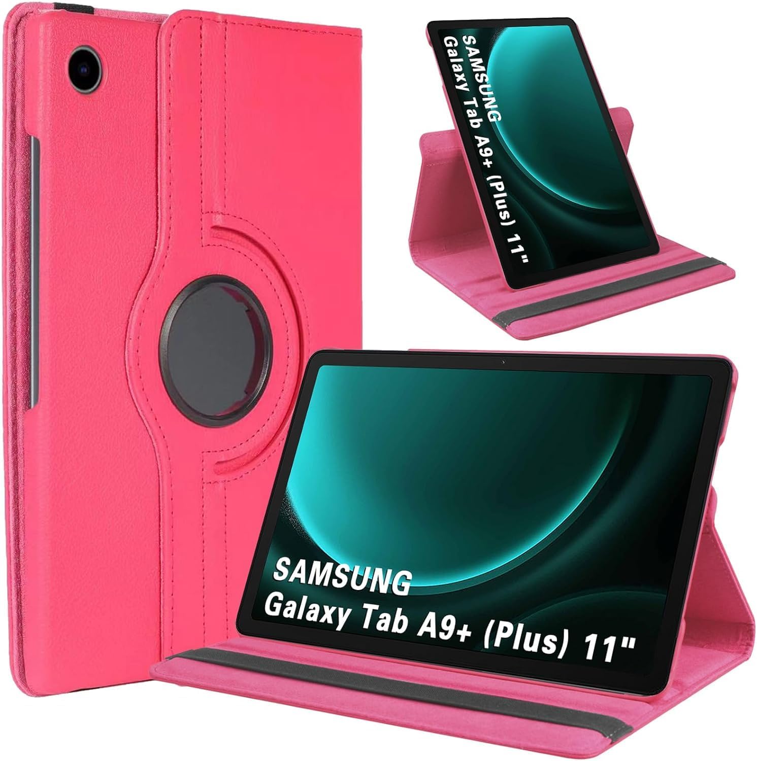 Galaxy Tab A9+ 本体 カバー付き Caseous® Synthetic Leather 360 Rotating Flip Back Cover Case for