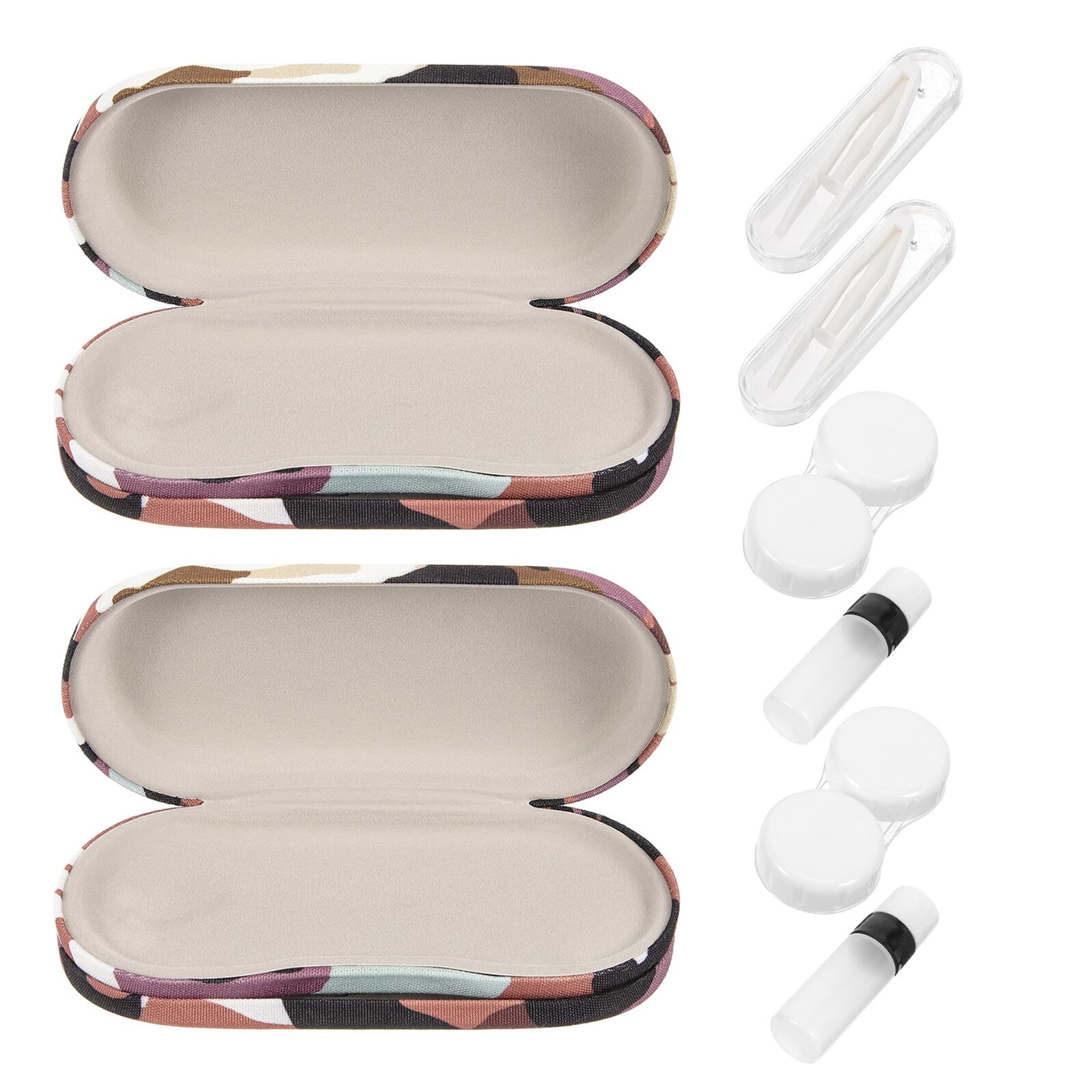 TEHAUX Étui à Lunettes Double Rigide Camouflage 2 Pièces Boîte de Rangement Portable pour et Lentilles Invisibles Compartiments Séparés Protection Robuste pour Voyage et Usage