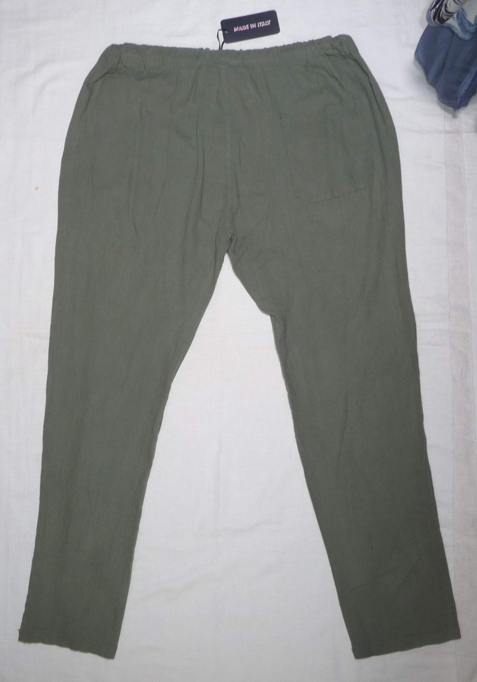 Pantalone Puro Lino Leggero Estivo Uomo Ragazzo Elastico Vita