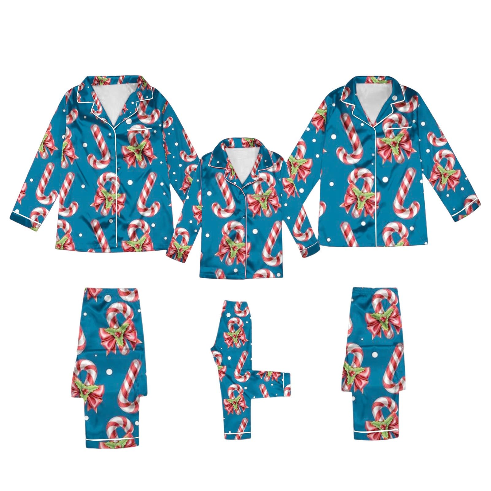Silk Stain Family Pajamas Matching Sets 2025 Button Down Shirt and Pants Silky Xmas Pjs Jammies for Family Pictures