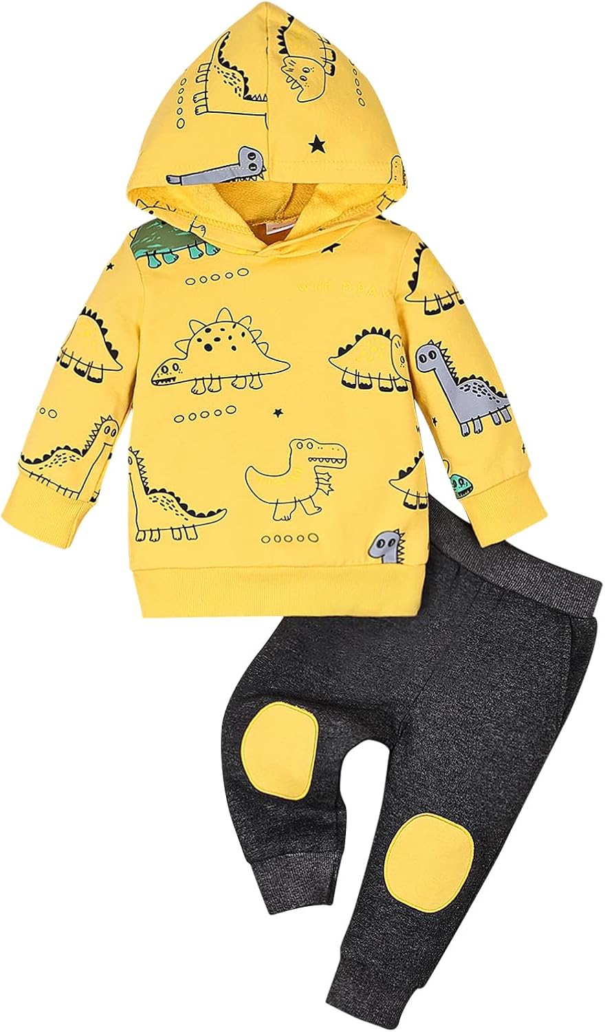 FOCICI Toddler Baby Boy Clothes Infant Spring Winter Outfits Pocket Hoodie Sweatshirt Dinosaur Pants
