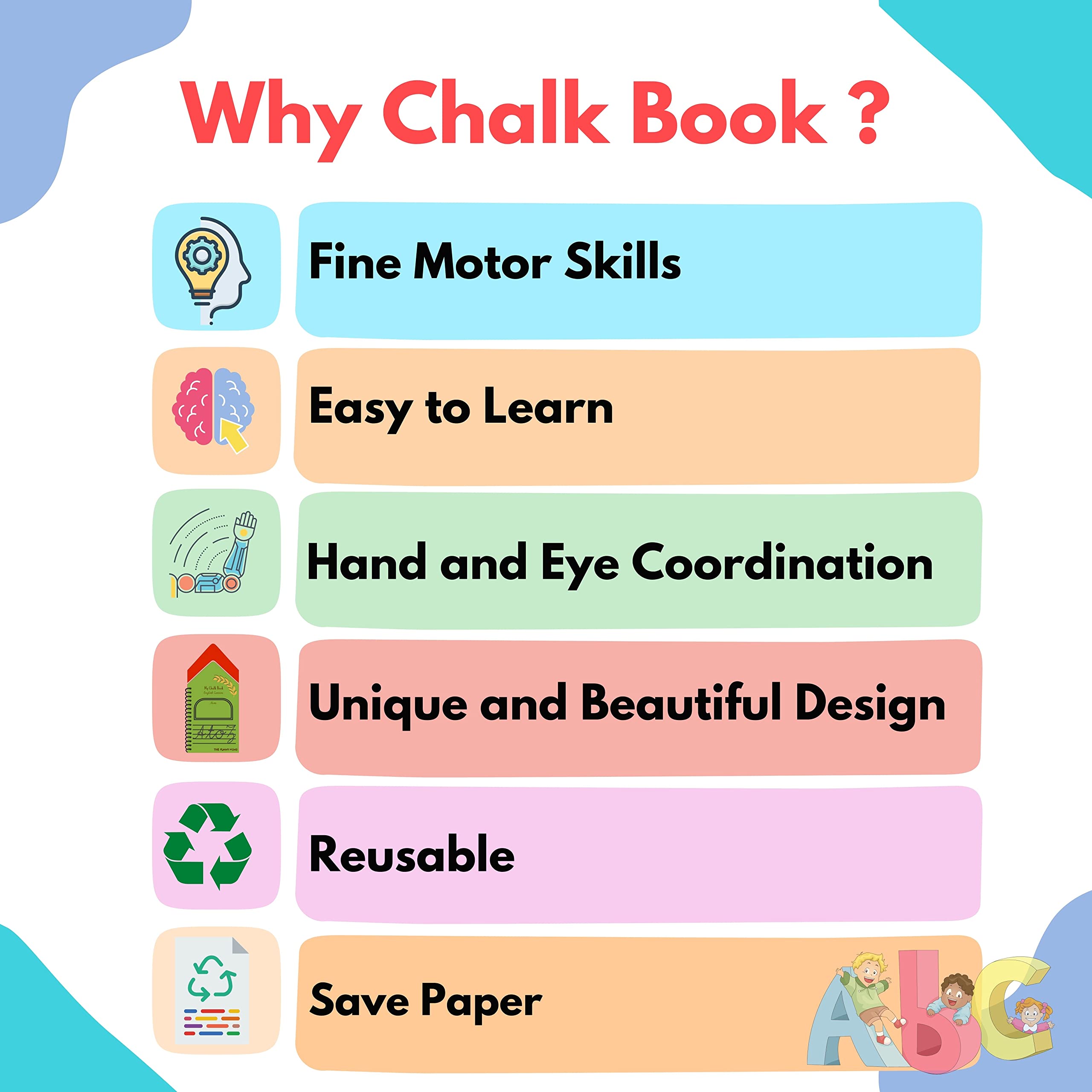 THE FUNNY MIND Hut Shape Wooden A to Z English Small Alphabets Reusable Chalk Book for Preschool, Early Learners, and Montessori Kids, Tracing Slate, Writing Practice Book for Beginners 3
