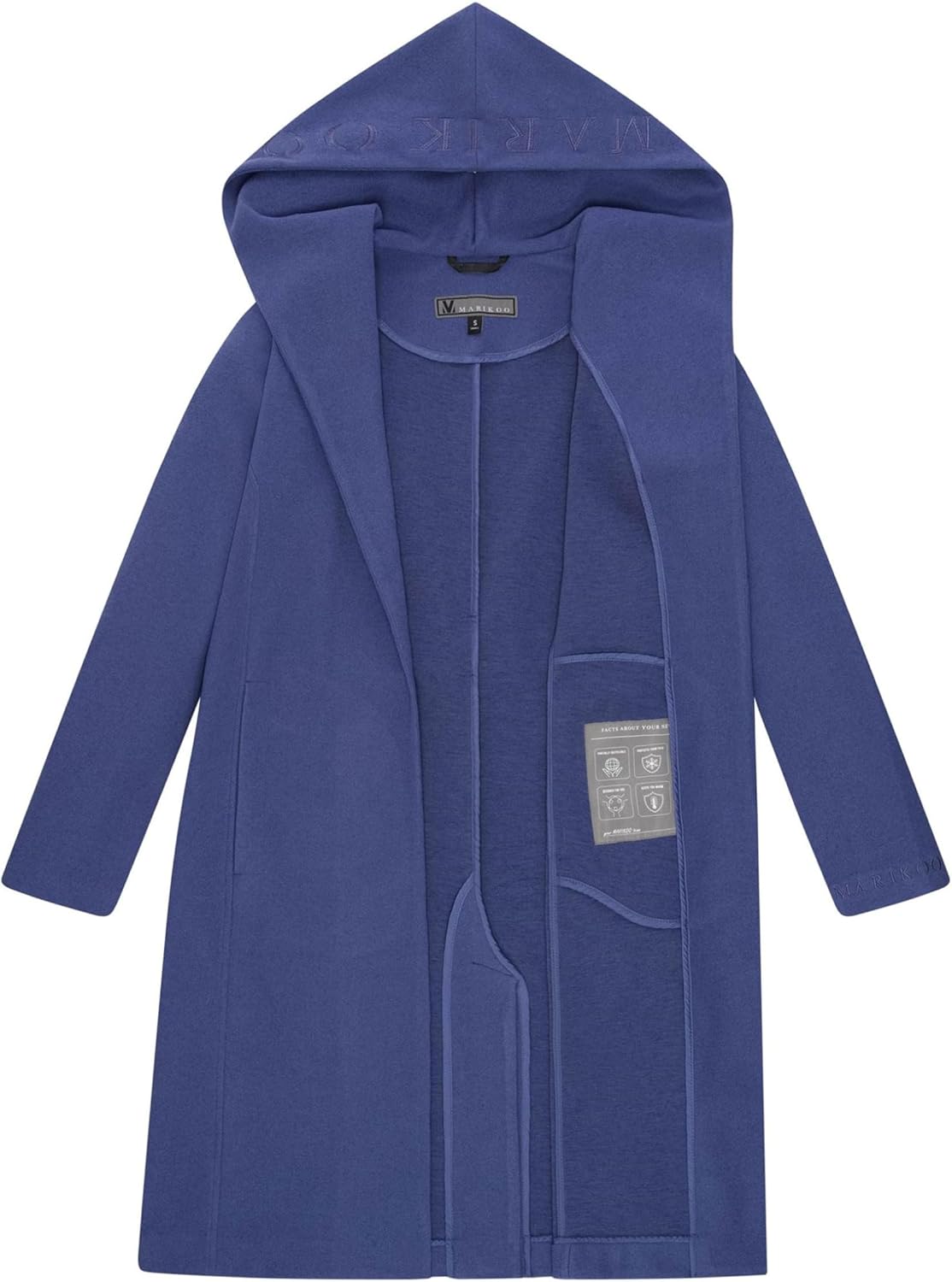 MARIKOO Dames Overgangsmantel (XS-3XL) - Elegante wikkelmantel met tailleriem, oversized capuchon, warme damesjas - N046, evergreen, M