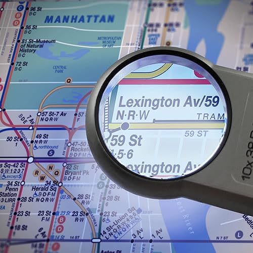 Miniatura 6 de MAGDEPO 10X Jewelers Loupe SMD LED iluminado de pie de mano de 1.4 pulgadas lente acrílica con luz negra UV antifalsificación para personas mayores