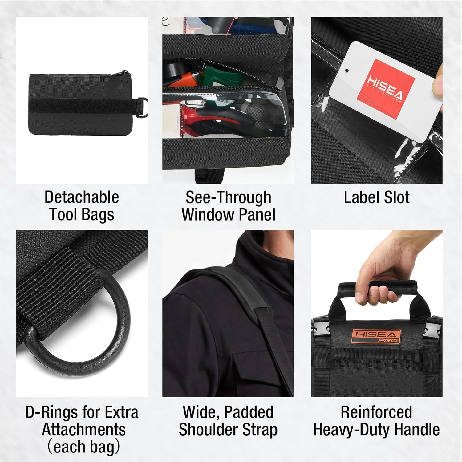 HISEA Roll Up Tool Bag, Heavy Duty Tool Storage Large-Capacity, 27"*14" Portable Tools Organizer with Utility Detachable Pouches, Waterproof Tool Roll Bag for Mechanic, Electrician, Gifts