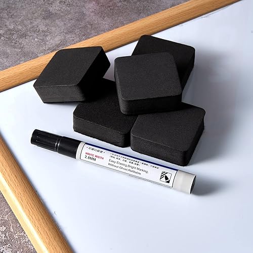 Miniatura 6 de Favide Paquete de 24 borradores magnéticos para pizarra blanca, limpiadores de pizarra blanca para aula, hogar y oficina (cuadrado, negro)