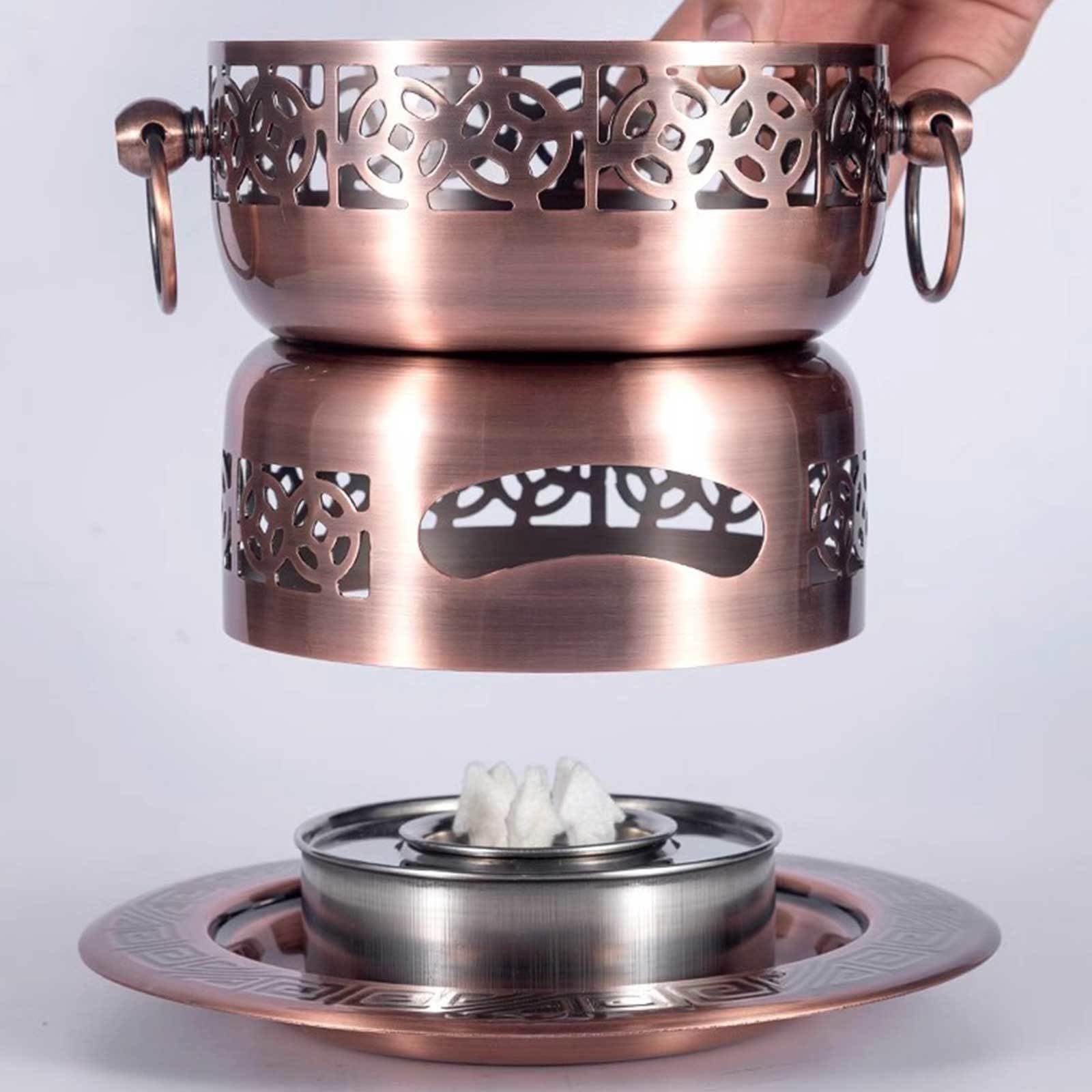 Pentola calda in acciaio inox con coperchio – Pentola portatile per alcol per fornello a buffet, design diviso, facile da pulire, ideale per cucina, catering e sala da pranzo