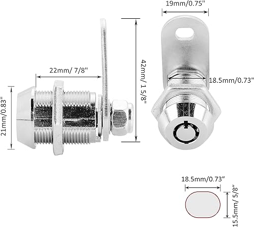 Miniatura 8 de Cerradura de leva para gabinete con llave similar, cerradura de caja de herramientas cilíndrica de 1-18 pulgadas con llaves, cerradura de cajón