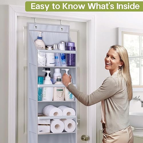 Miniatura 5 de AOODA Paquete de 2 organizadores para colgar sobre la puerta, organizador de gran capacidad para colgar en la puerta del armario, con bolsillos