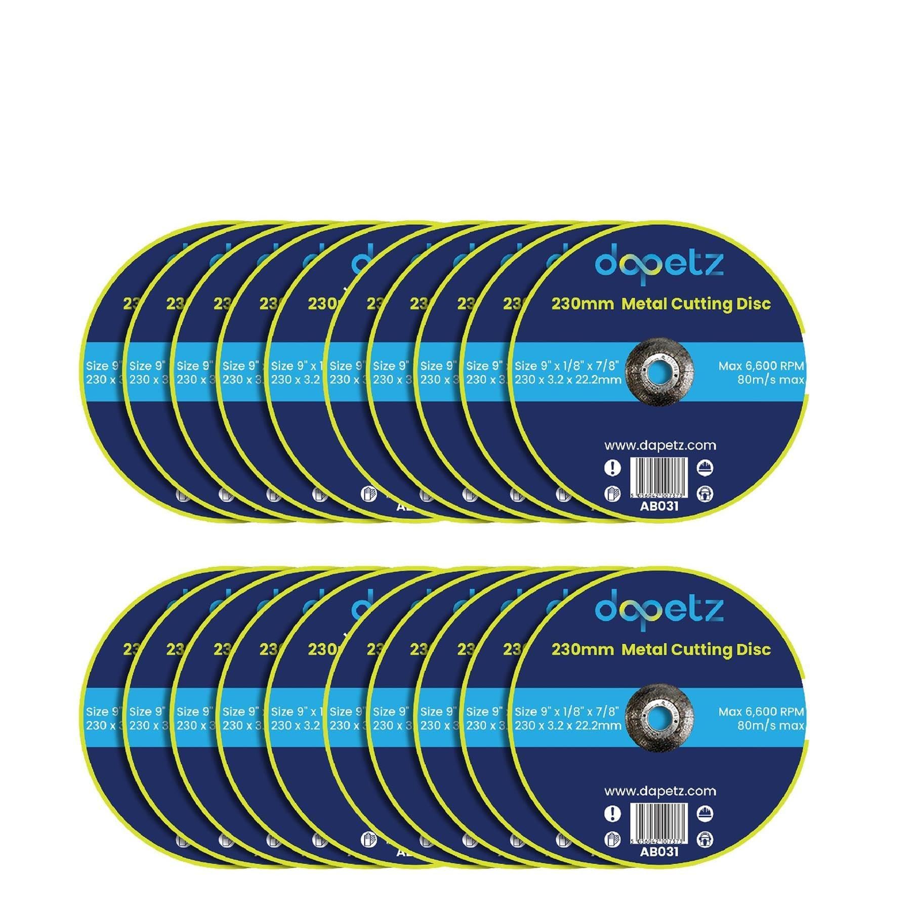 Dapetz Dischi da taglio durevoli in metallo per smerigliatrice angolare, 230 x 3,2 x 22,2 mm, in acciaio inox, ad alte prestazioni, con foro da 22,2 mm per taglio preciso e rettifica liscia, 50 pezzi