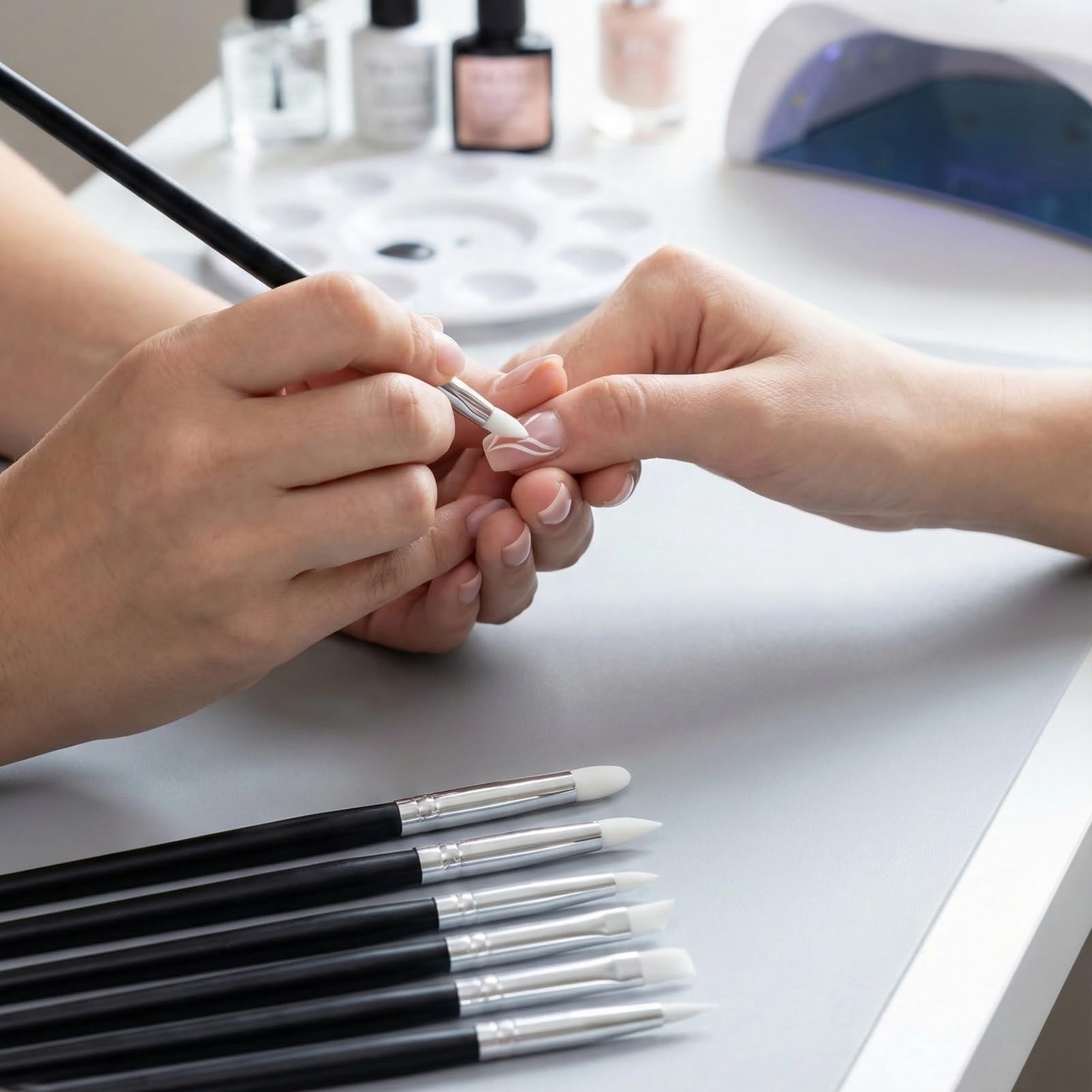 Set di 10 penne per unghie, penna in silicone + penna per punteggiatura, set di attrezzi per unghie, set di strumenti per marmorizzazione, punti, strumenti per nail art, per pietre, effetto