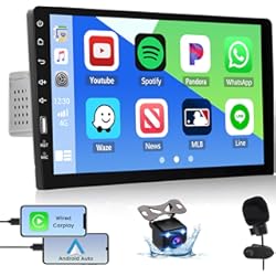 Pantalla Dacia Duster Hikity Radio de Coche 1 DIN Carplay Android Auto 9 Pulgadas Pantalla Táctil Autoradio con Manos Libres Bluetooth/FM Radio/AUX/SWC/Mirror Link para Android&iOS