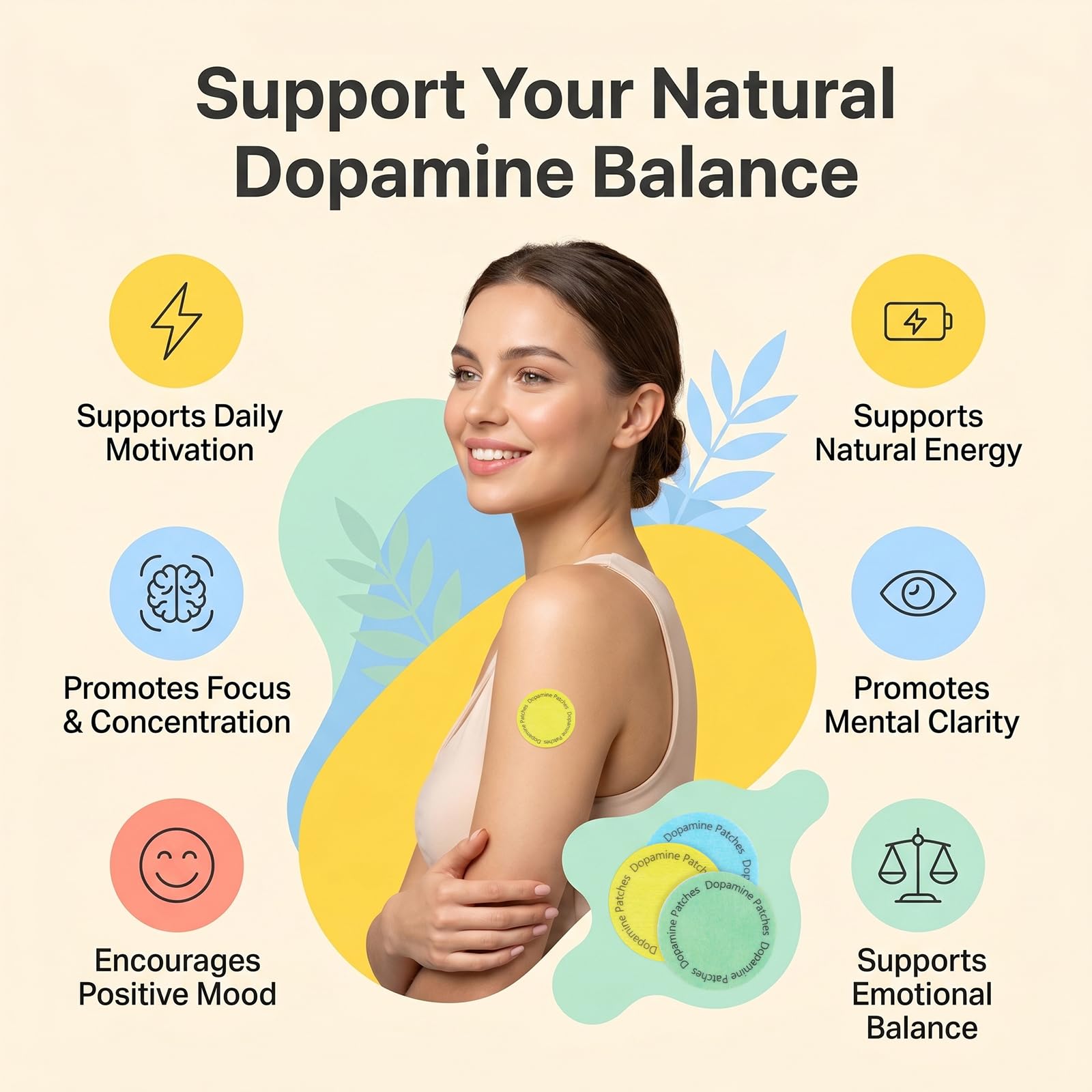Dopamine Patches Extra Strength – 90 Count Plant-Based Non-GMO Mood Support & Energy Patch – Dopamine & Serotonin Balance – Mood Balance Patch for Women & Men – 3 Month Supply — Amazon image 2