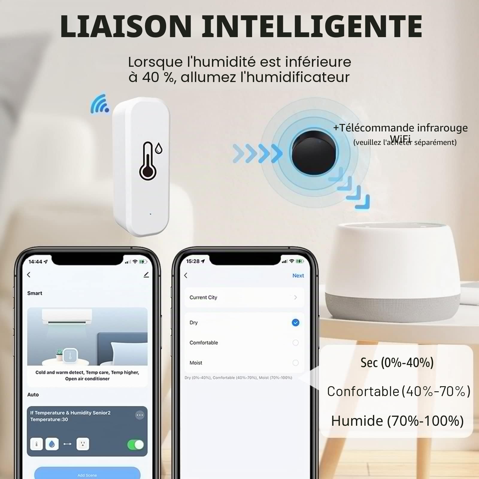 SPORTARC pour Tuya Lot de 10 capteurs de température et d'humidité sans fil WiFi pour serre domestique