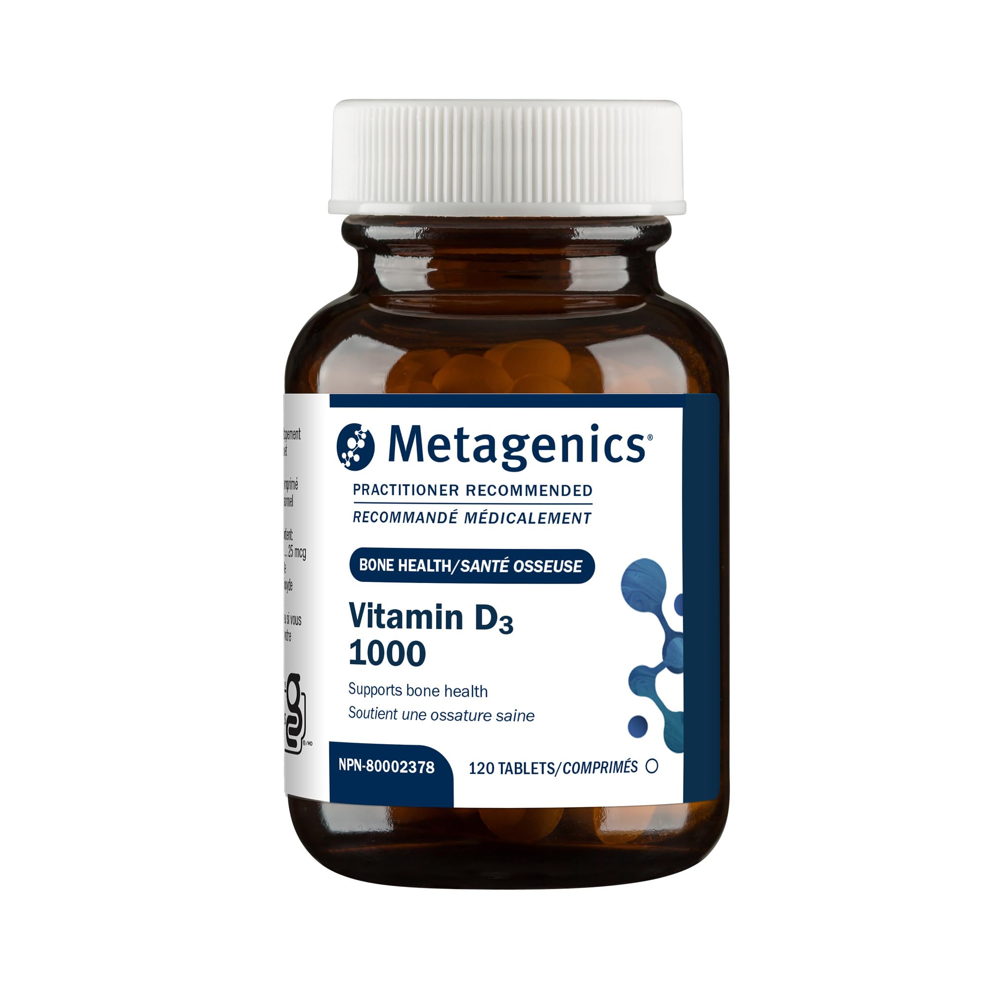 Metagenics Vitamin D3 1000 IU - Vitamin D Supplement for Healthy Bone Formation, Cardiovascular Health, and Immune Support - 120 Count