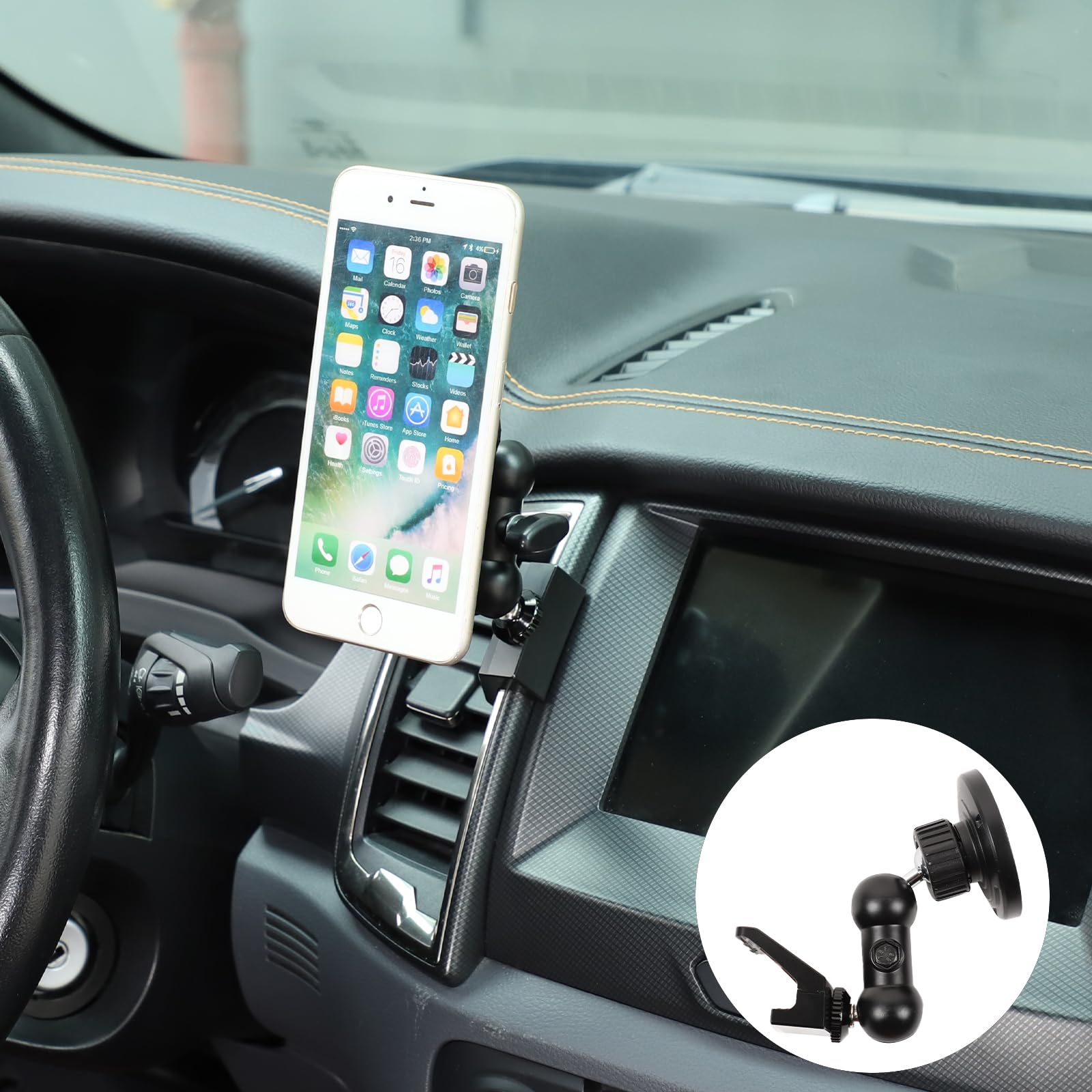 Supporto magnetico per cellulare Ford Ranger 2015-2021, speciale clip per bocchette di ventilazione, design E, anello magnetico forte, regolabile a 360°, nessun blocco della ventilazione (E