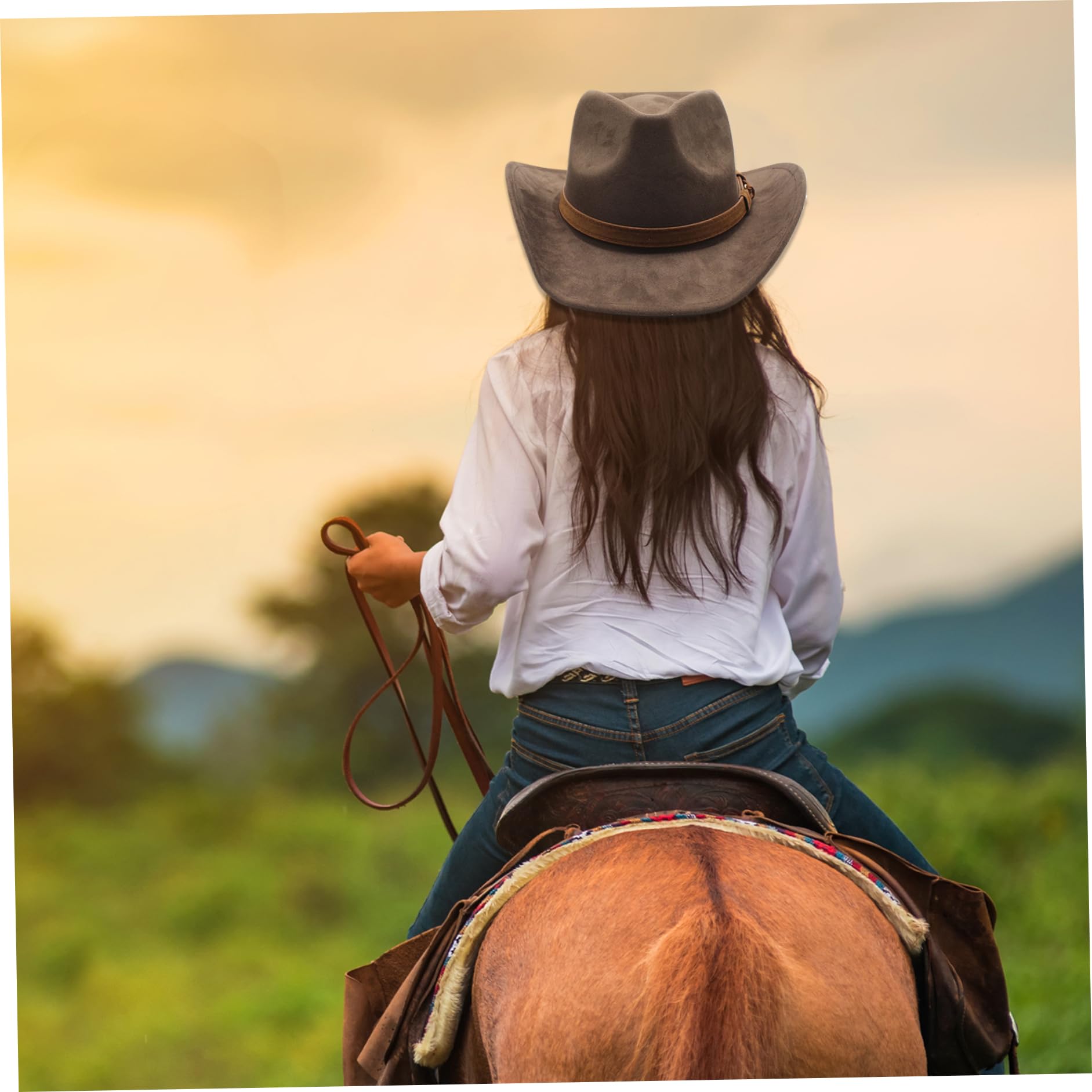 Chapeau de cowboy western BUCKAROO en cuir véritable Outback Rodeo Old West Cattleman éleveur Cowman High Plains Drifter Far West Équitation MARRON - France
