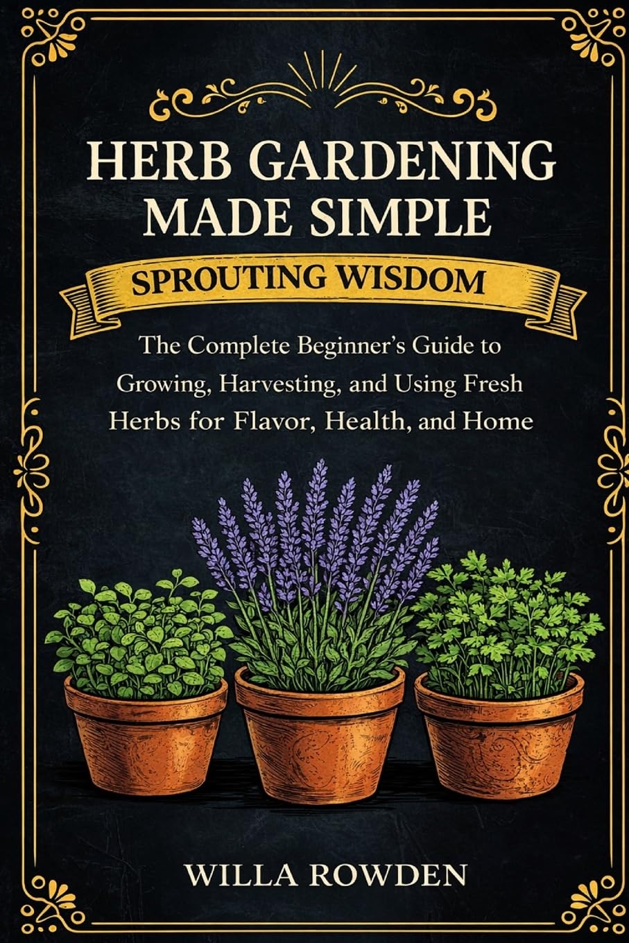 Sprouting Wisdom: Herb Gardening Made Simple: The Complete Beginner's Guide to Growing, Harvesting, and Using Fresh Herbs for Flavor, Health, and Home
