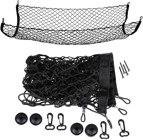 GIE.TOP Red organizadora de almacenamiento para maletero de carga trasera de automóvil, 4 puntos de montaje de ganchos, organizadores de malla, red