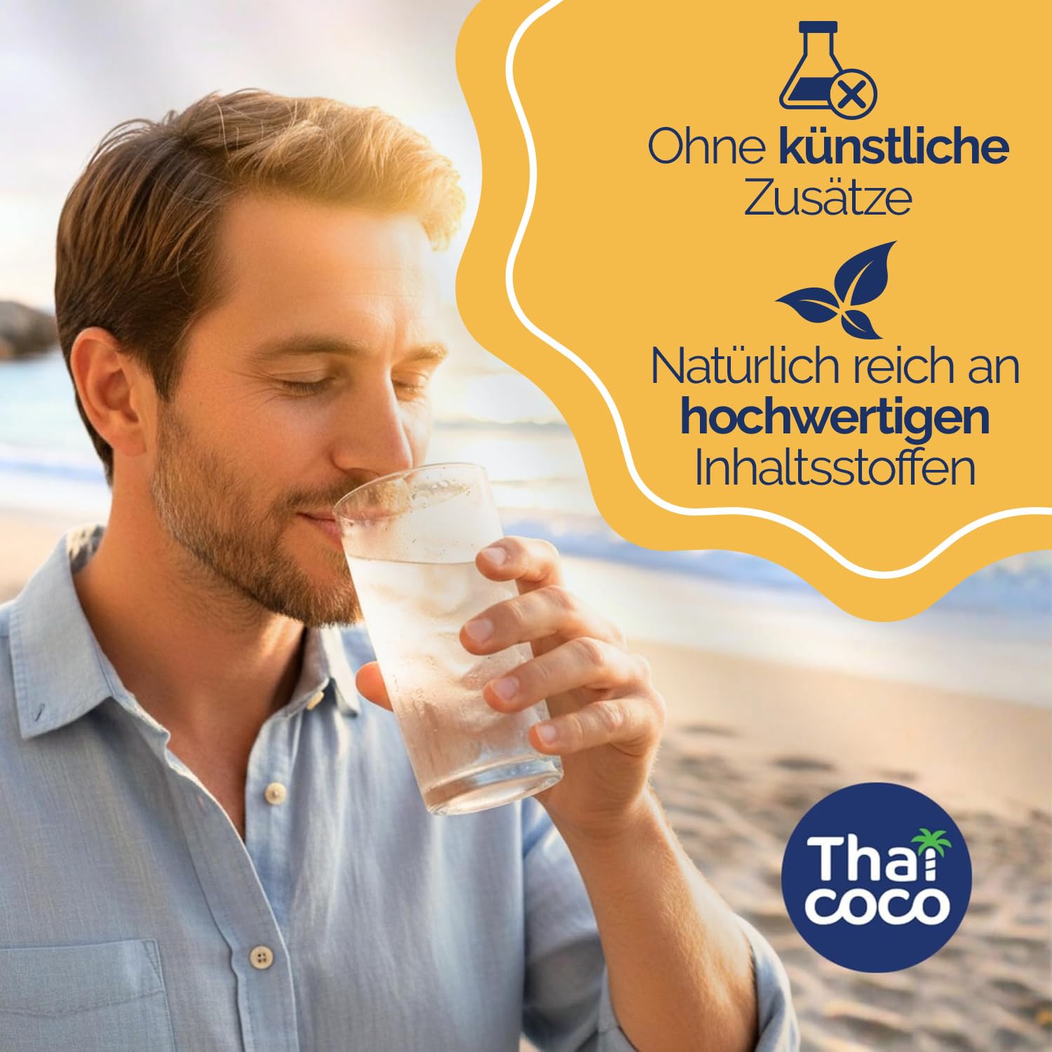 Thai Coco 100% Kokoswasser aus Thailand – Natürliches Coconut Water mit Elektrolyten – Ohne Zuckerzusatz & Ohne Konservierungsstoffe – 12x1L Tetra Pak – Hydration Getränk für Sport & Alltag