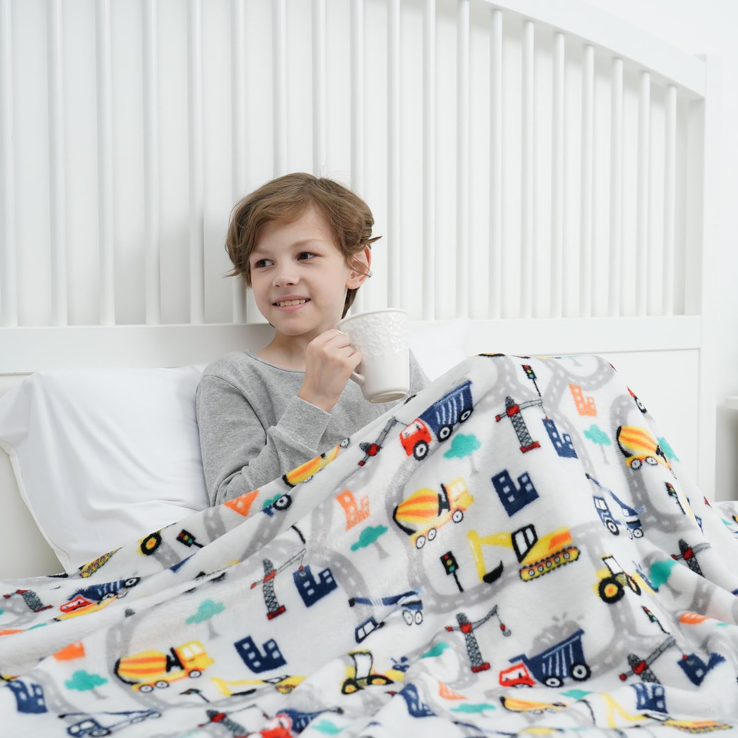 softan Coperta da camion per bambine, coperta per ragazzi e ragazze, morbida flanella, coperta per divano, letto, regalo di compleanno per bambini, 130 x 150 cm