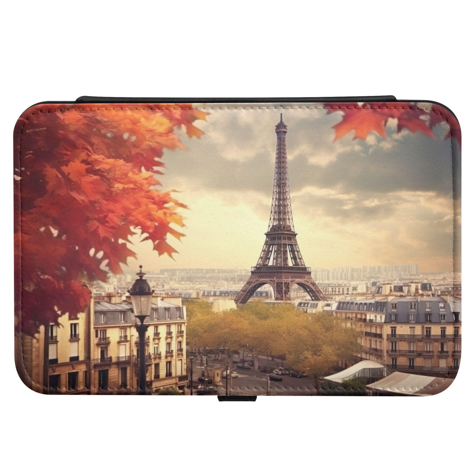 Haskirky Autumn Eiffel Tower Jewelry Box Portable PU Leather Travel Jewelry Organize for Women Jewelry Storage Display Holder for Ring, Necklace, Earring
