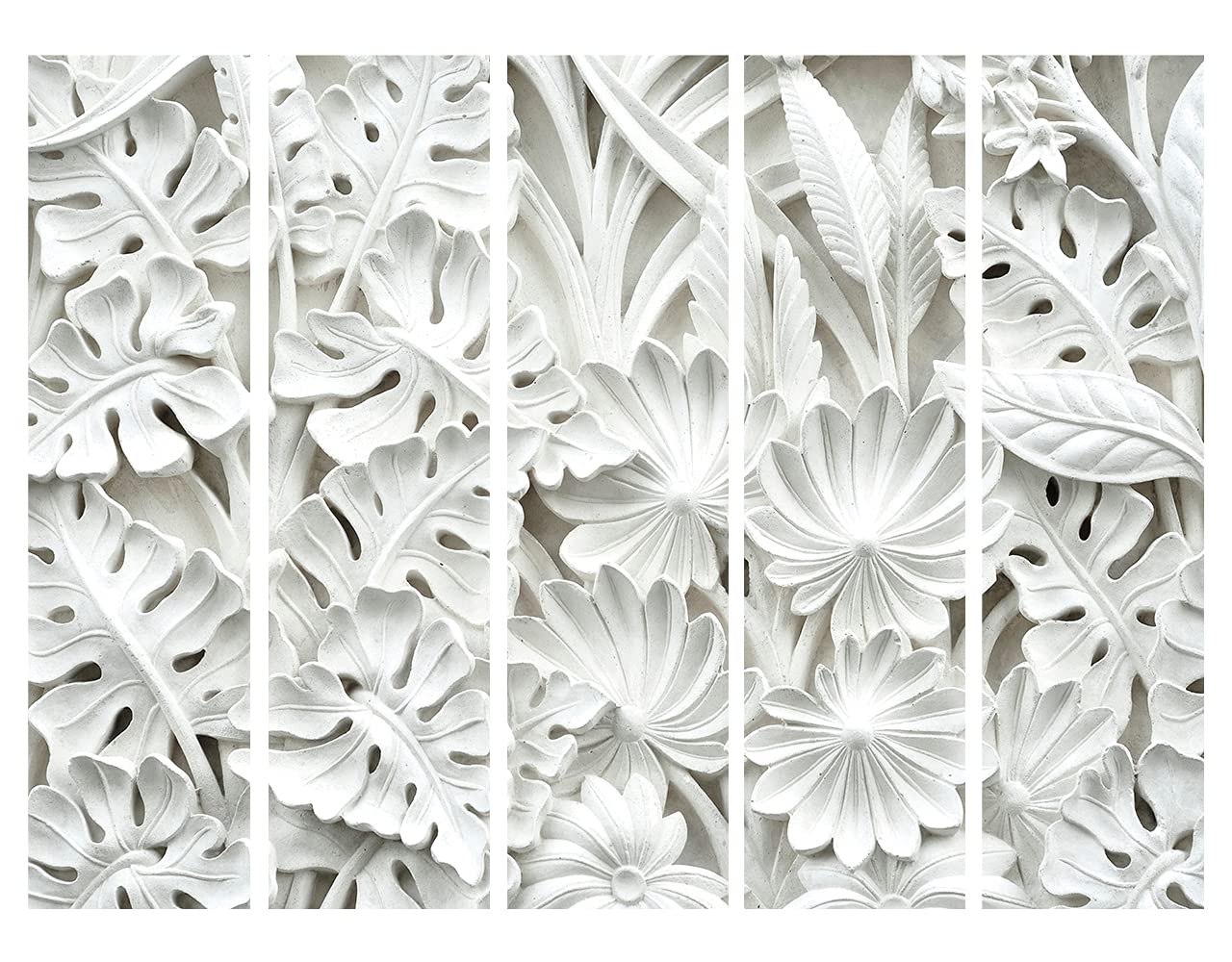murando - Paravento da Interno Fiori 225x172 XXL 5 Parti - Stampa Bilaterale - Pannelli Fonoassorbenti - Divisoria Separe per Ufficio Paraventi Decorazioni Moderno Soggiorno - Foglie f-B-0058-z-c