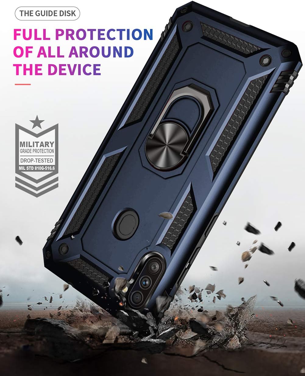 SKTGSLAMY Galaxy A11 Case,Samsung A11 Case,with Screen Protector,[Military Grade]16ft. Drop Tested Heavy Duty Cover with Magnetic Kickstand Car Mount Protective Phone Case for Samsung Galaxy A11, Blue