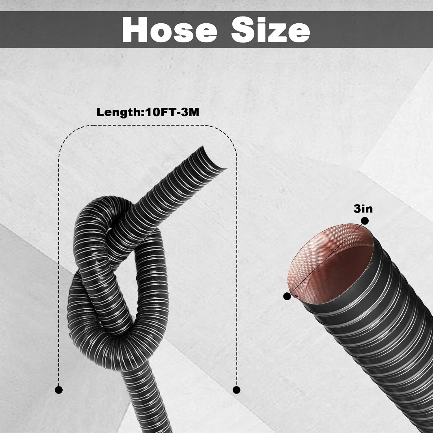 NOWBALL 3in Automotive Air Duct Hose, Length 3 Meter-10ft, 3" Silicone Flexible Cooling Ducting, 76mm High Heat Brake Exhaust Hose for Car, Garage, Dryer Air System Black