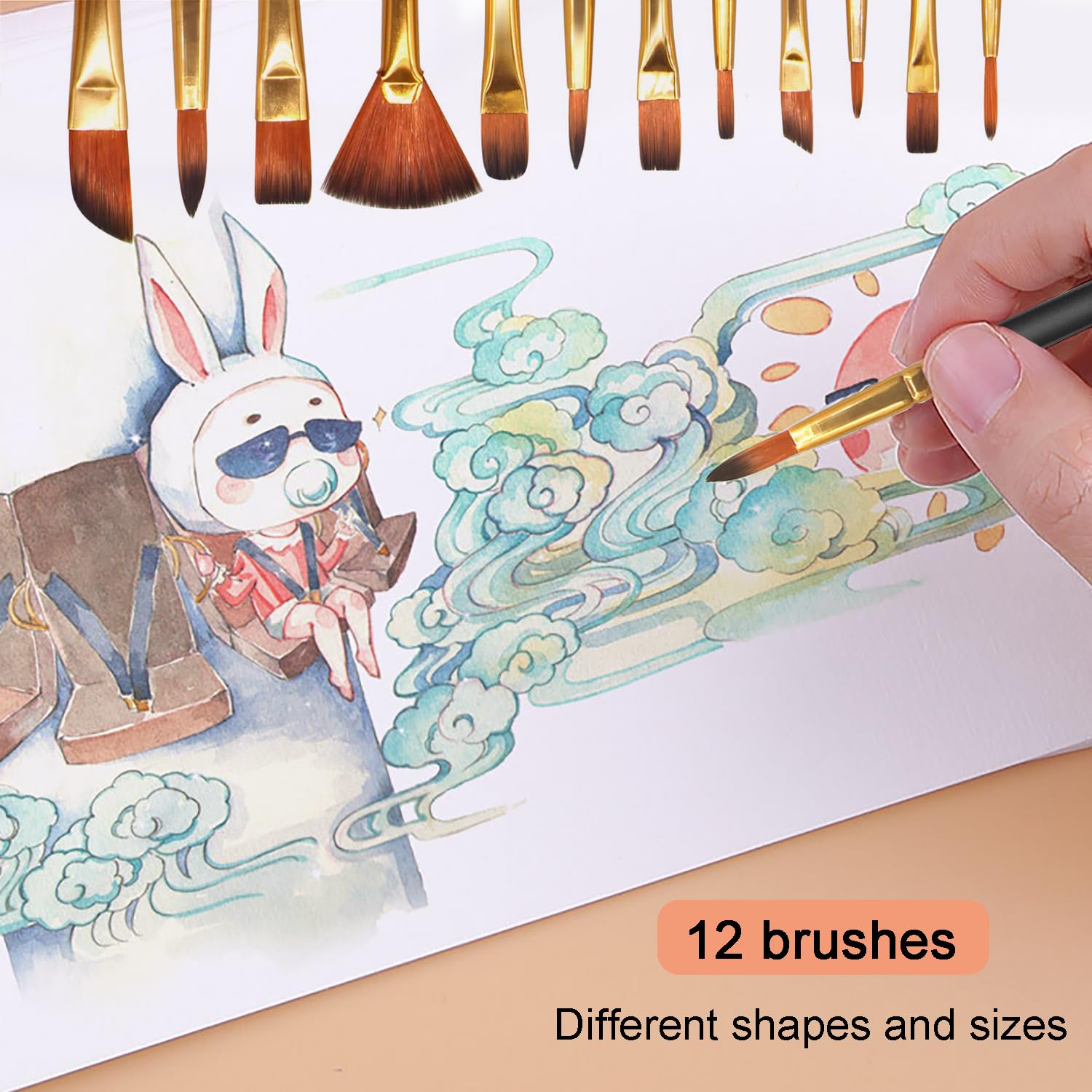 Principianti Artisti Set 12 Pennelli Per Pittura - Setole Naturali - Foto 7