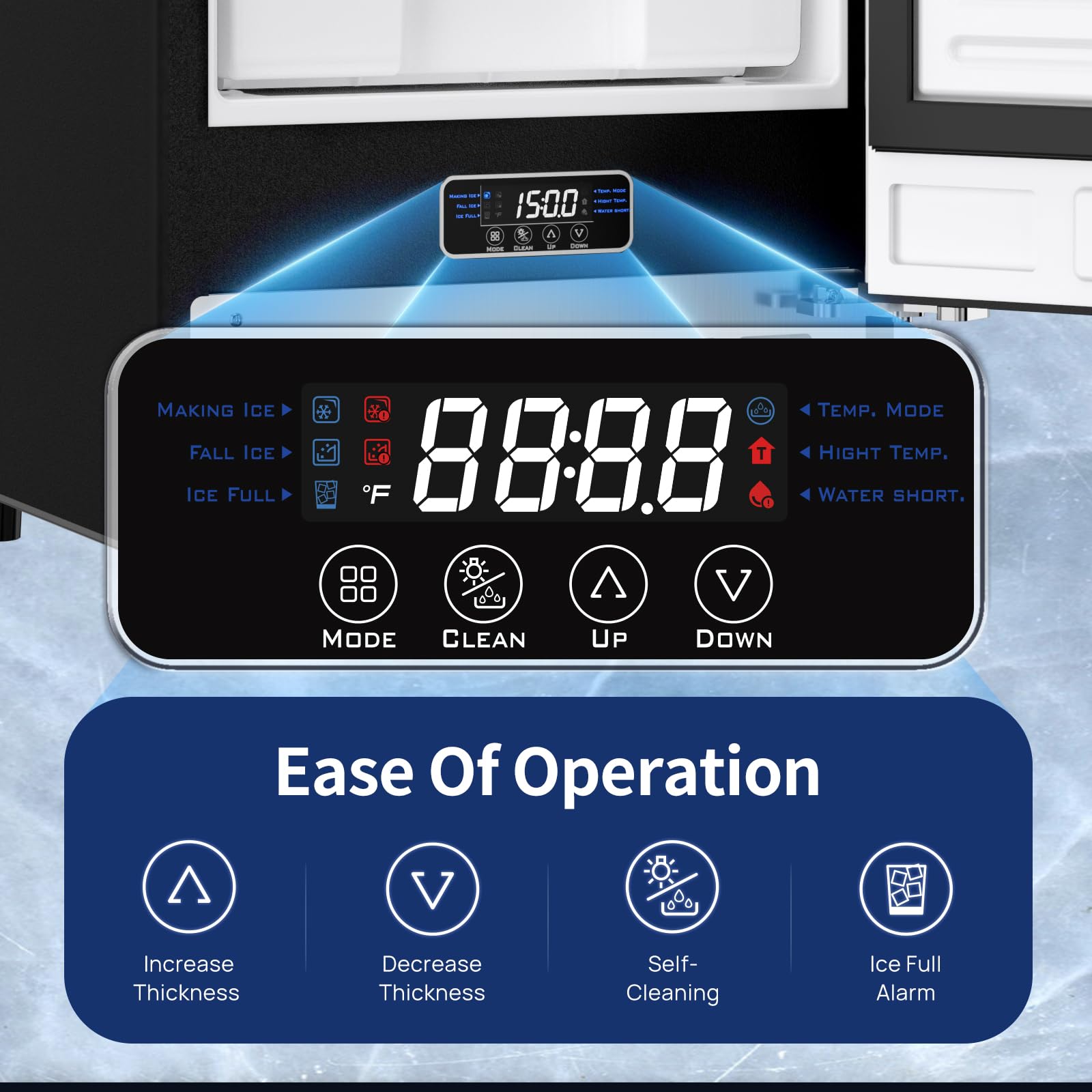 Coolake Under Counter Ice Maker Machine 120 Lbs/Day with 30 Lbs Ice Storage, 15” Built-in Freestanding Ice Maker, Self Cleaning, Gravity Drainage, Undercounter Ice Machine for Home Bar Kitchen Office