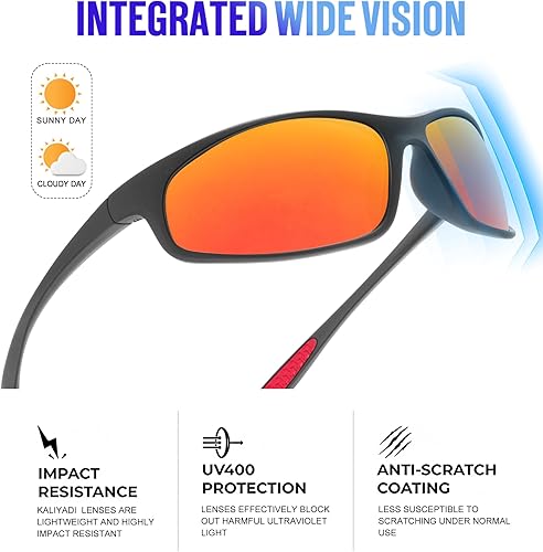 Miniatura 3 de KALIYADI Gafas de sol polarizadas para hombre - Deportes para hombre gafas de sol deportivas para correr, ciclismo, pesca con protección UV