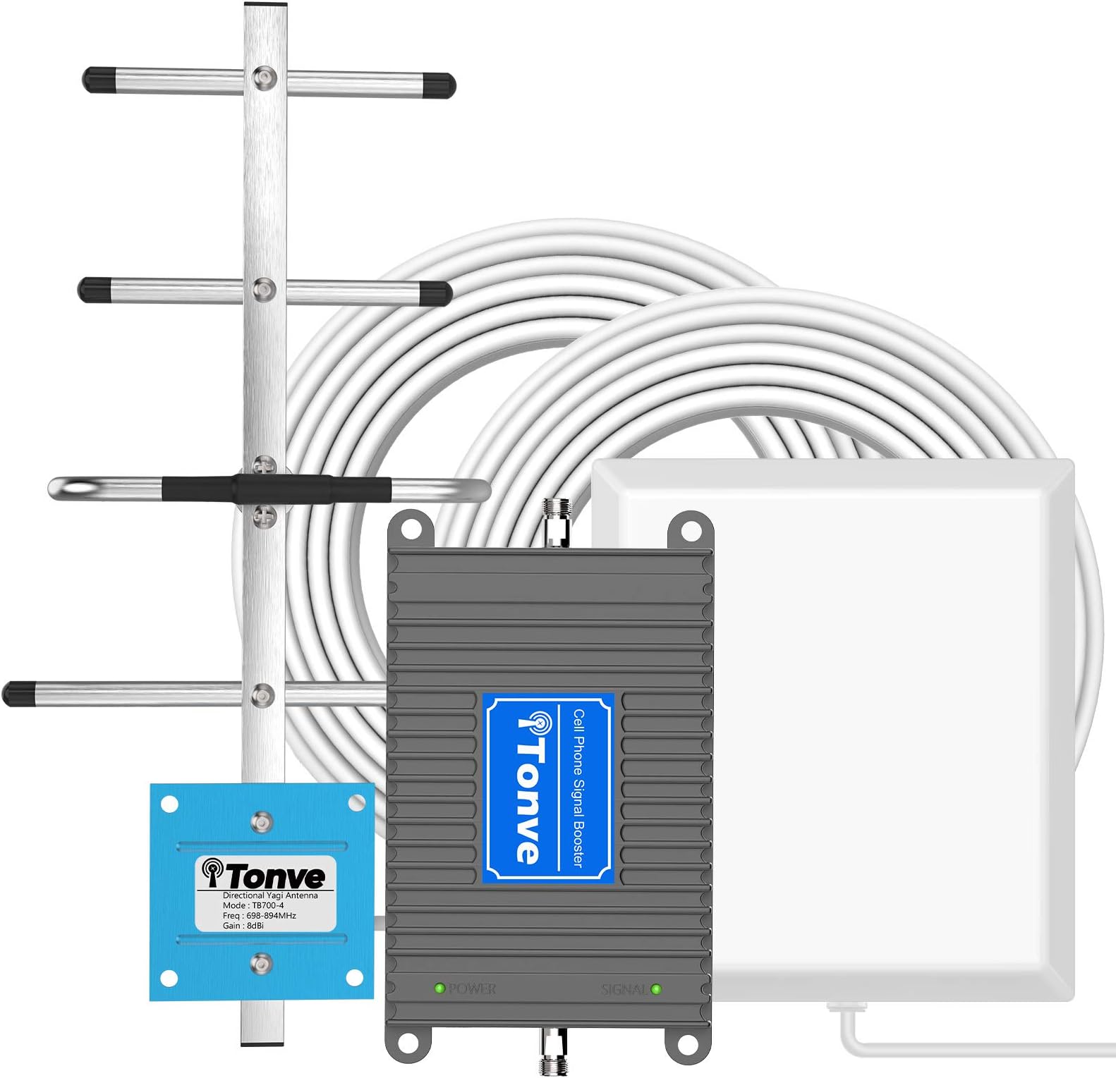 Cell Phone Signal Booster for Home and Office - Boost 5G 4G LTE Data for Verizon AT&T and T-Mobile - Up to 5,000 Sq Ft 700MHz Band 12/17/13 Cellular Repeater kit with High Gain Panel+Yagi Antennas